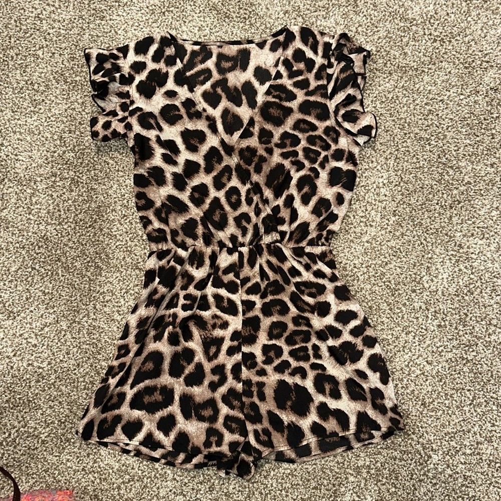 NWOT SHEIN Animal Print Ruffle Romper